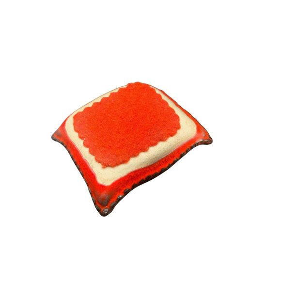 vintage pin cushion red ceramic pillow shaped miniature small pins holder - Picture 1 of 7